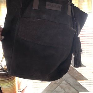 Large brown real suede bag
